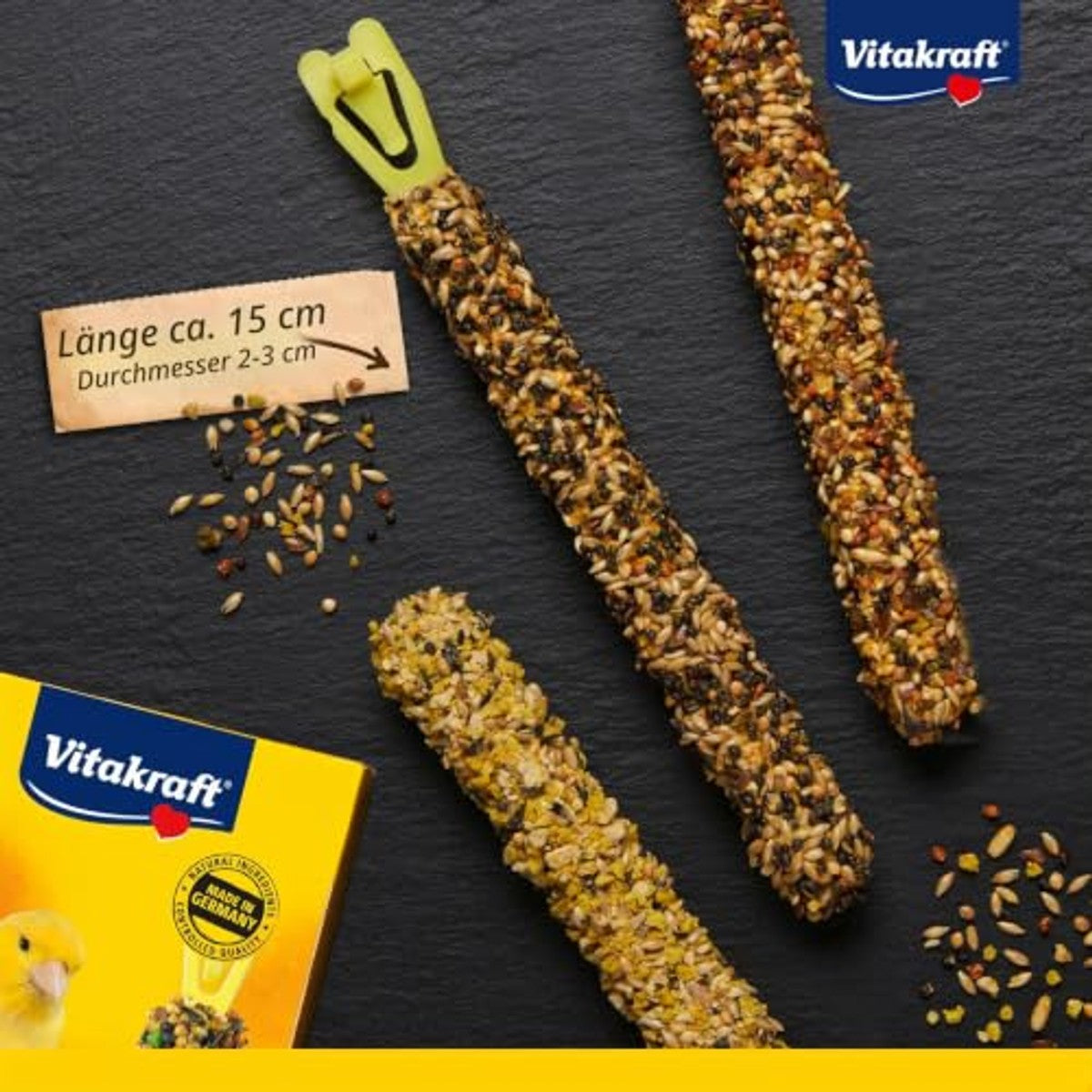 Vitakraft Kruikmix, vogelsnack, knabbelstokjes, met ei en graszaad, met abrikoos en vijg, met honing en sesam, voor snavelverzorging, zonder toegevoegde suiker (1 x 80 g) (verpakking van 10) – Vitakraft