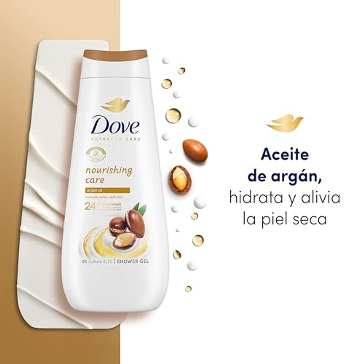 Dove Advanced Care Douchegel verzorgende arganolie 6 x 600 ml - Voordeelverpakking