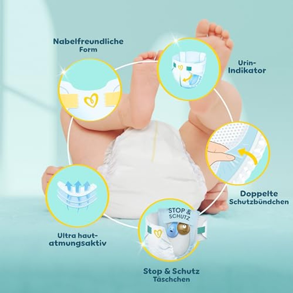 Pampers Premium Protection maat 2 4 + 10 Aqua-doekjes 6 x 8 kg - Voordeelverpakking