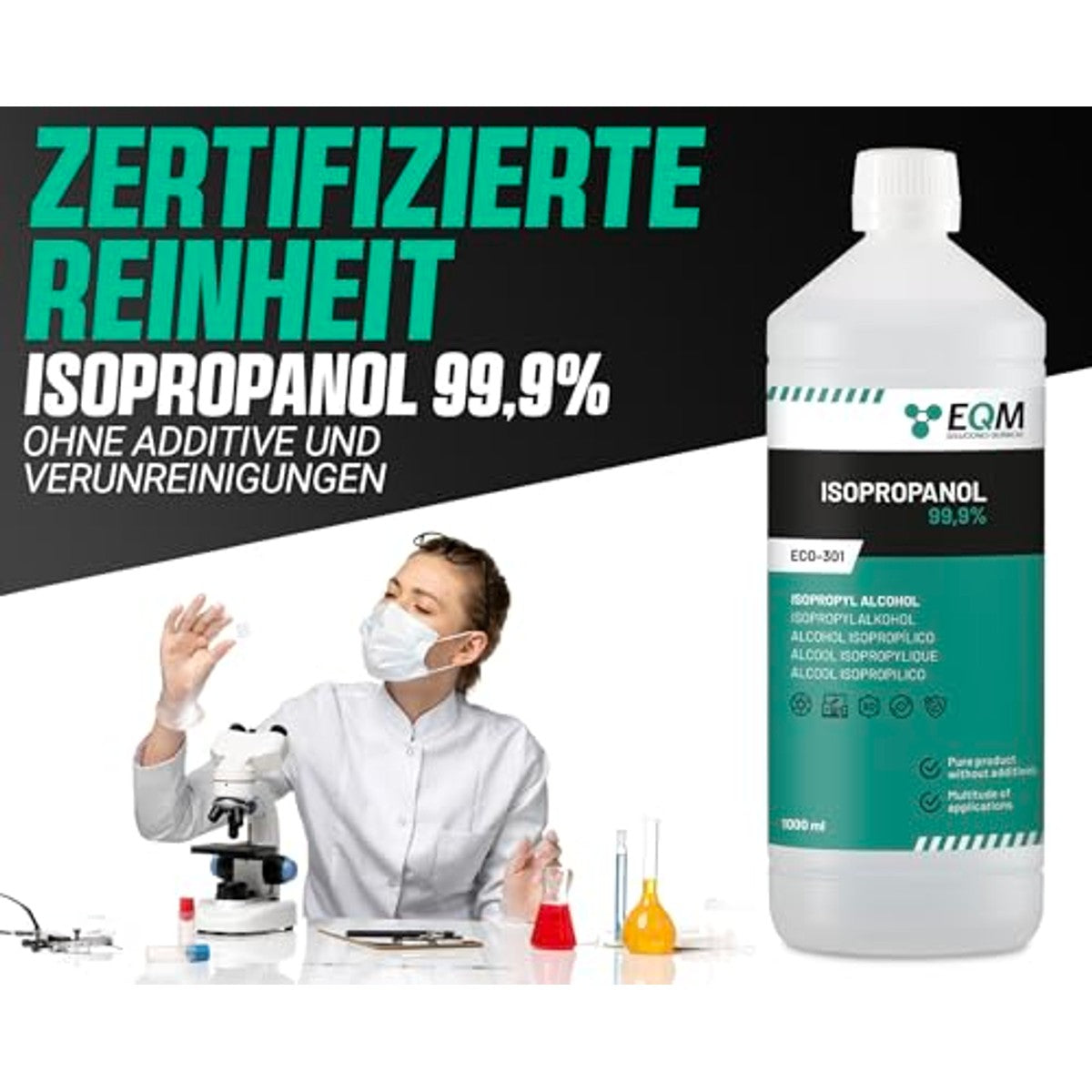 Chemical Ecosolutions EQM ECO-301 Isopropylalcohol 99,9% 3 x 1 l - Voordeelverpakking