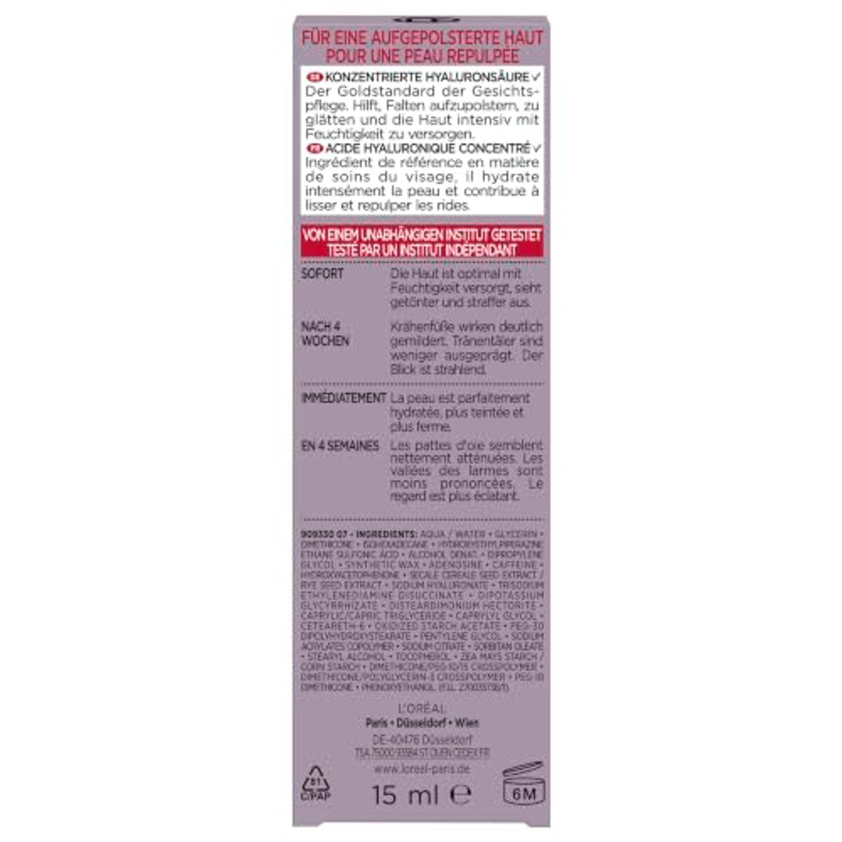 L'Oreal Paris Revitalift Filler Oogverzorging 6 x 15 ml - Voordeelverpakking