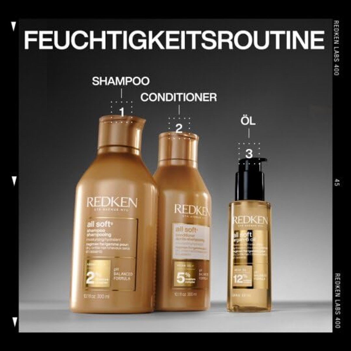 Redken All Soft Shampoo voor Droog Haar met Arganolie & Omega 6 300 ml - 3-pack
