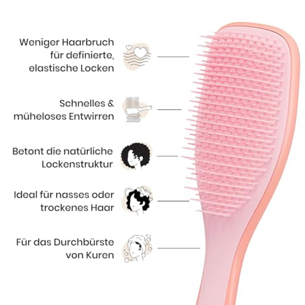 Tangle Teezer Ultimate Detangler Haarborstel voor krullend haar, voor 3C-4C krullend en pluizig haar, tweetraps borstelharen definiëren krullen en verminderen kroezen, mango en roze – Tangle Teezer