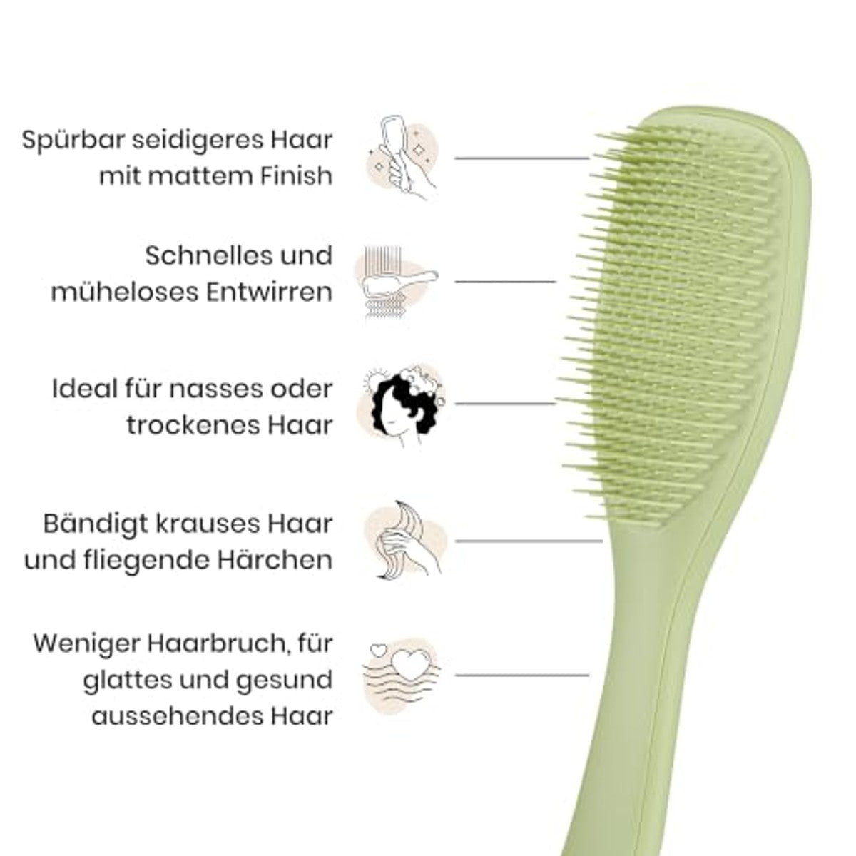Tangle Teezer Ultimate Detangler haarborstel, voor nat en droog haar, ontwarringsborstel voor alle haartypes, tweetraps tanden verminderen breuken en elimineren knopen, olijfgroen, mat oppervlak – Tangle Teezer