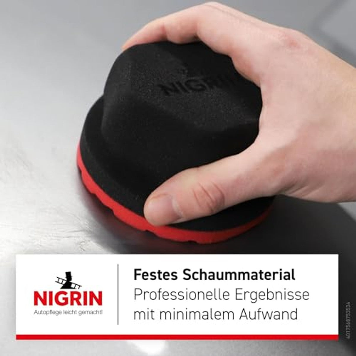 NIGRIN Handpolijstspons rood/zwart 3 x 1 stuk - Voordeelverpakking