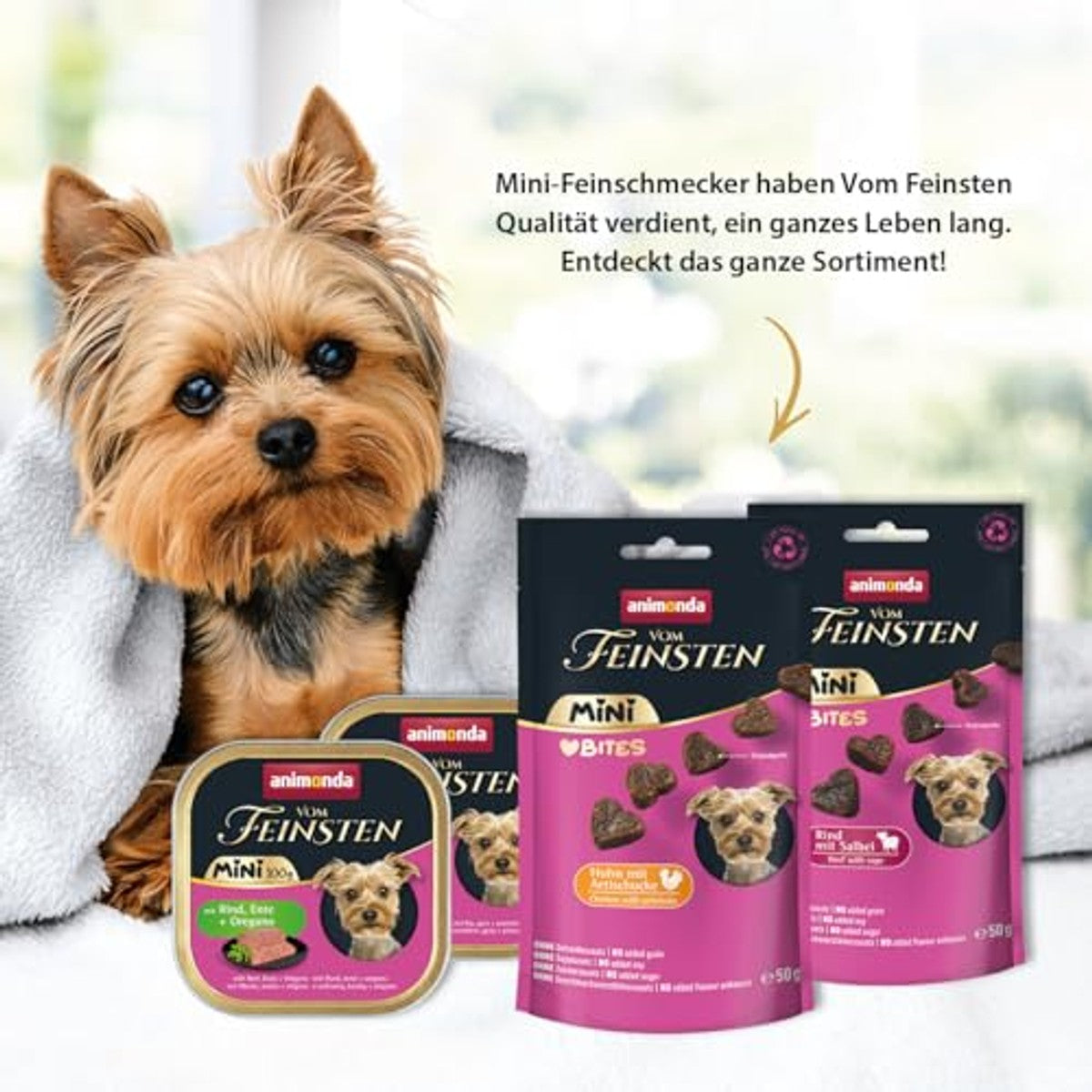 animonda Vom Feinsten Mini Senior hondenvoer met kip en wild (32 x 100 g) | Graanvrij Senior natvoer zonder suiker en soja voor kleine hondenrassen, fijne pasta's, portieschalen à 100 g – animonda Vom Feinsten