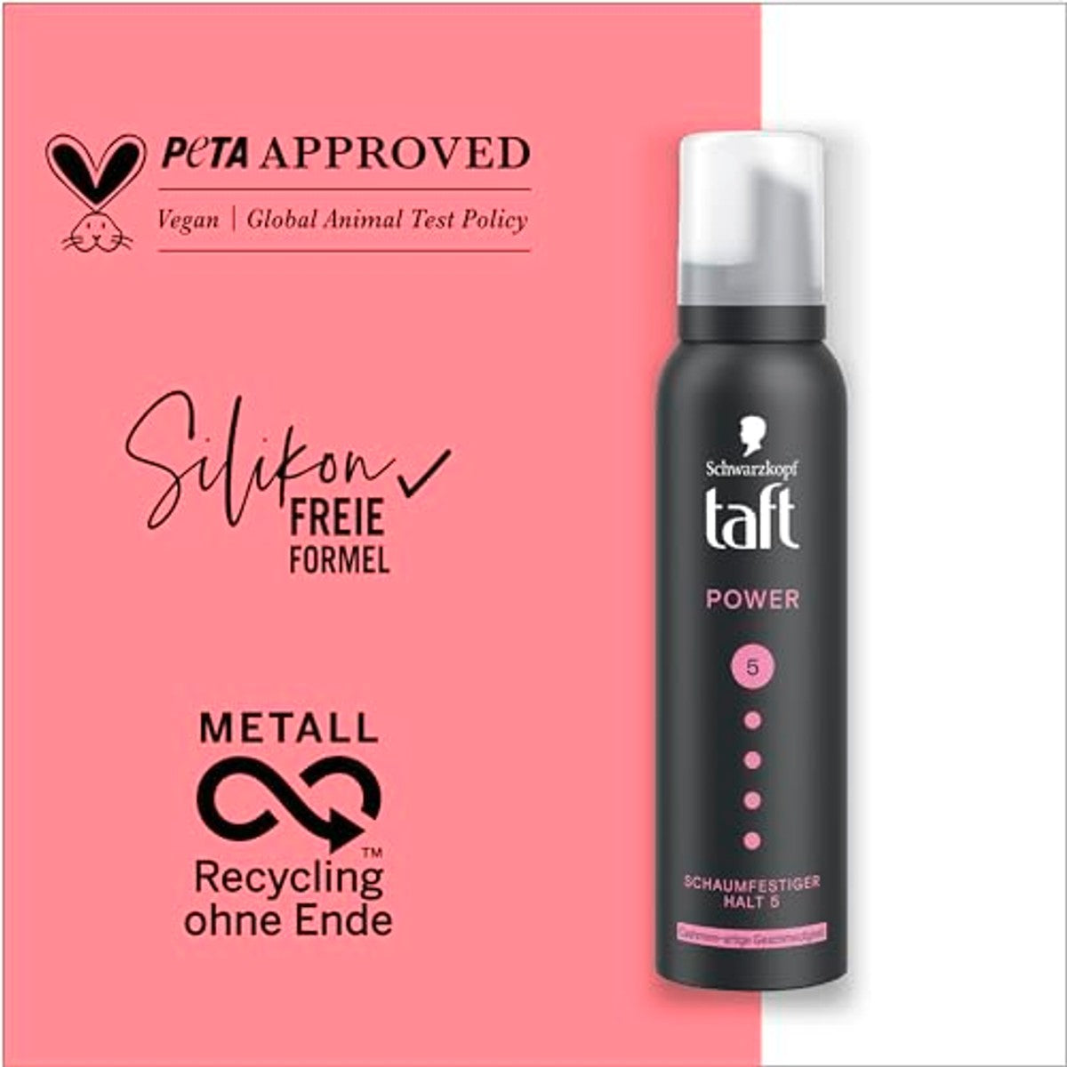TAFT Power Cashmere Haarschuim Houdgraad 5 150 ml – TAFT
