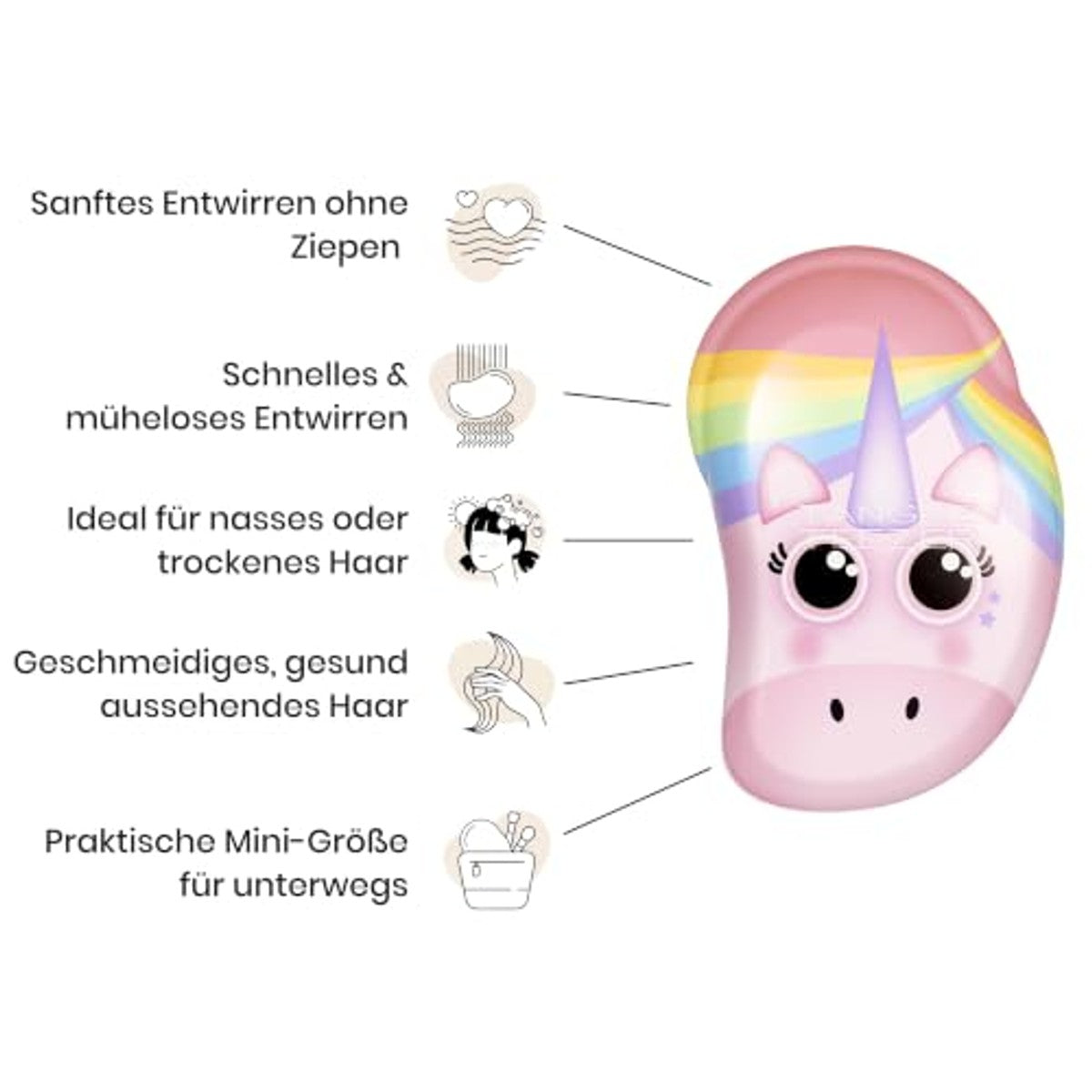 Tangle Teezer Kleine Originele Haarborstel Regenboog-Eenhoorn - 3-pack