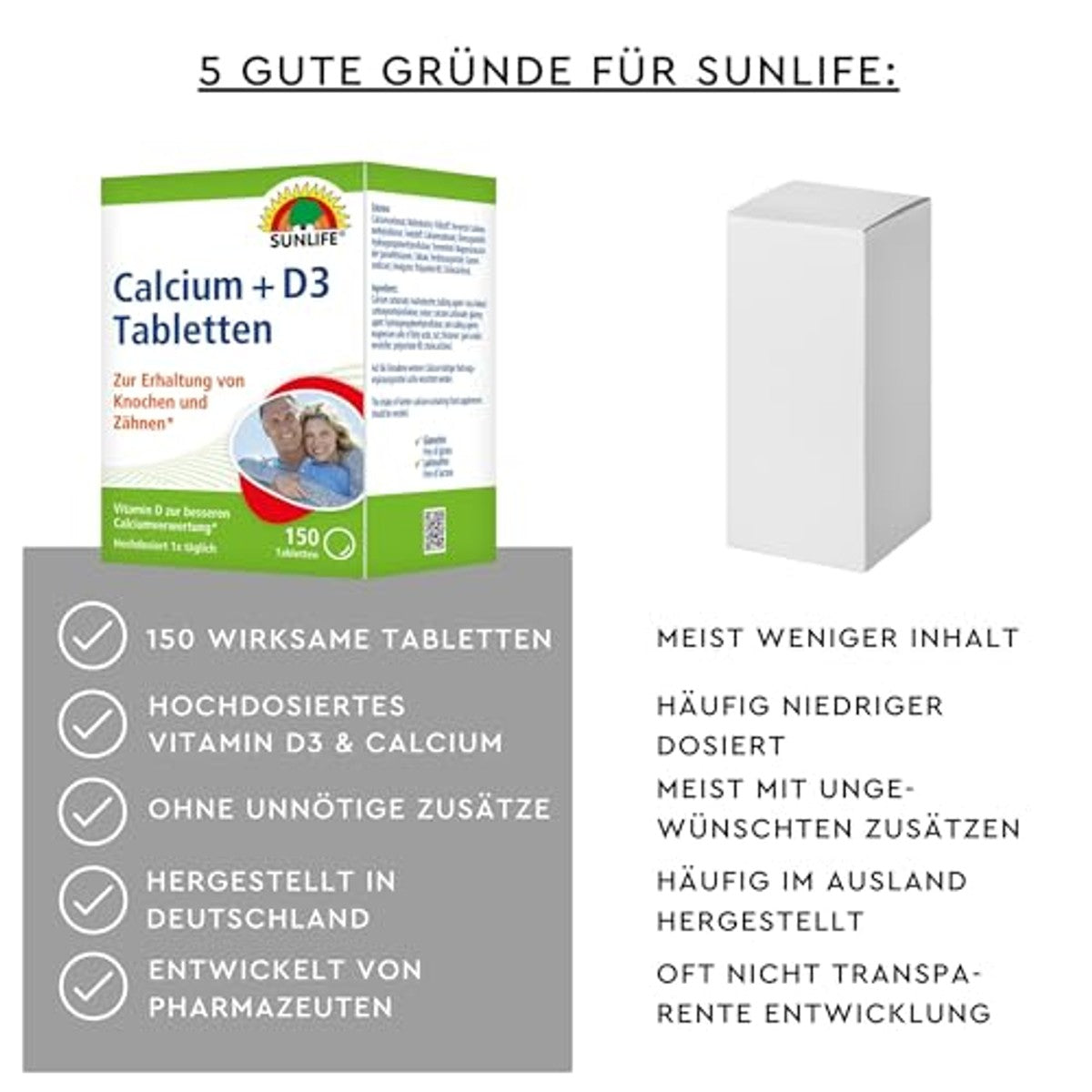 Sunlife Calcium + D3 Tabletten 400 mg 150 st - 3-pack