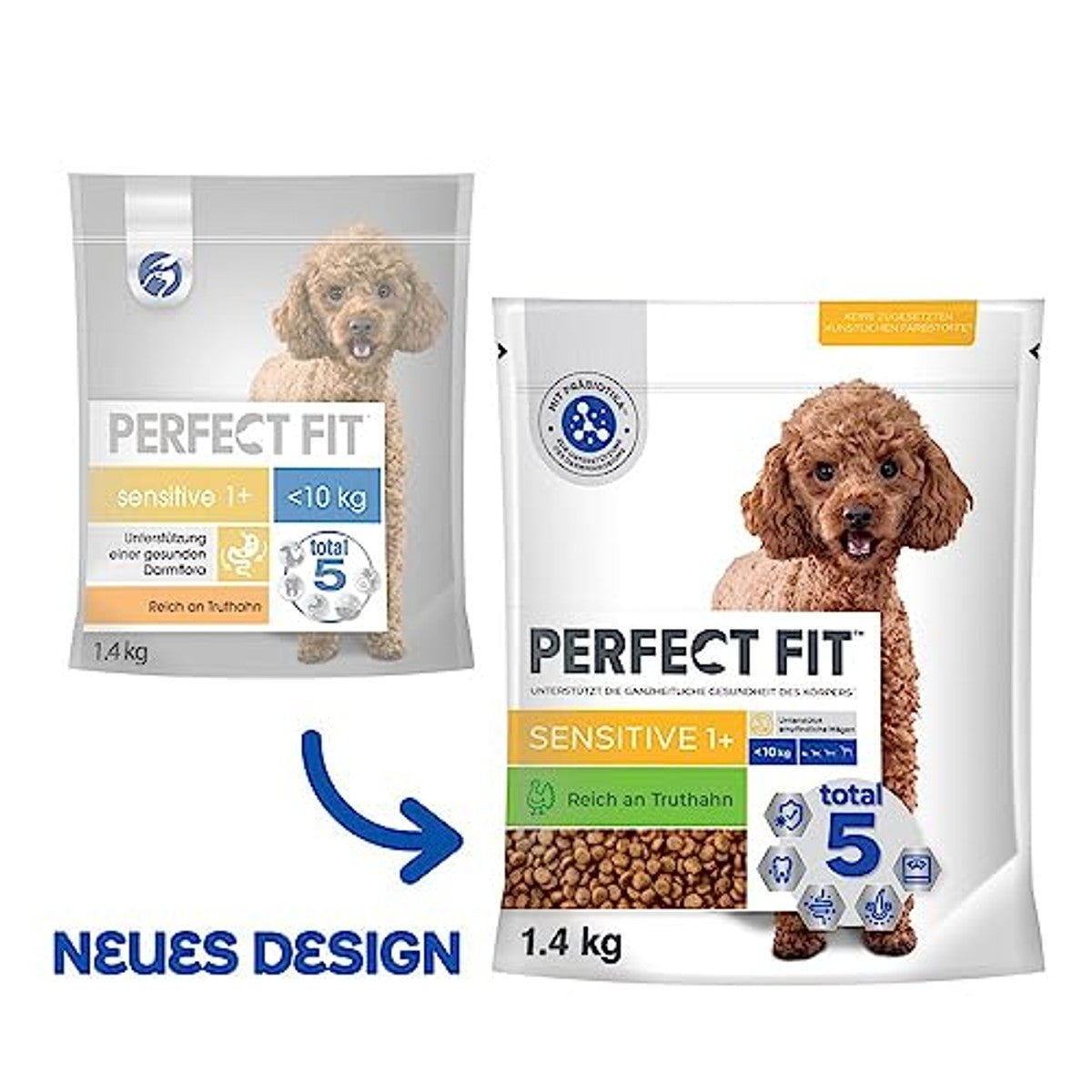 Perfect Fit Sensitive Adult 1+ hondenvoer kalkoen 5 x 1,4 kg - 3-pack