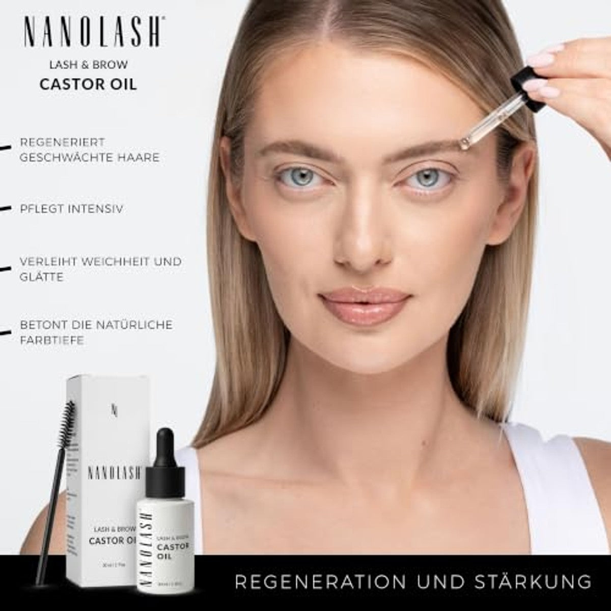 Nanolash Bio Rizinusolie voor Wimpers en Wenkbrauwen 30 ml - 3-pack