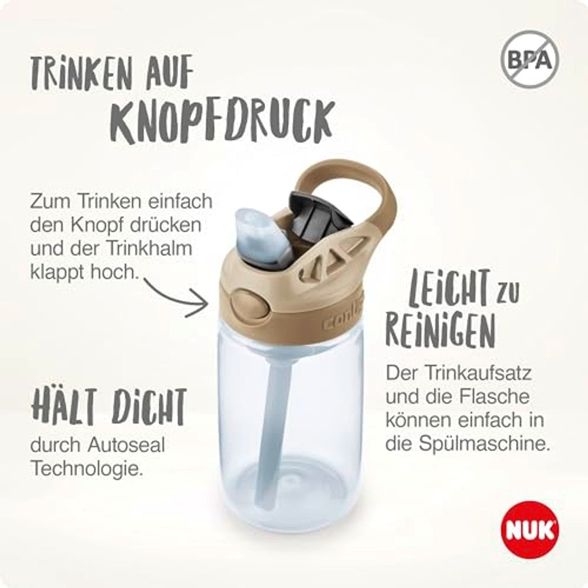 NUK Easy Straw Cup Drinkfles met rietje tulp 3 x 420 ml - Voordeelverpakking
