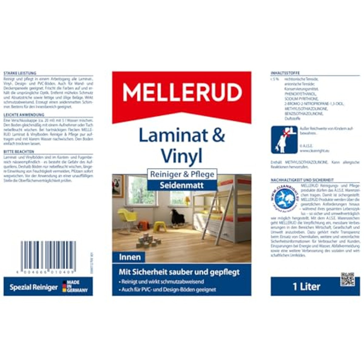 Mellerud Laminaat- & vinylreiniger & verzorging zijdemat 6 x 1 l - Voordeelverpakking