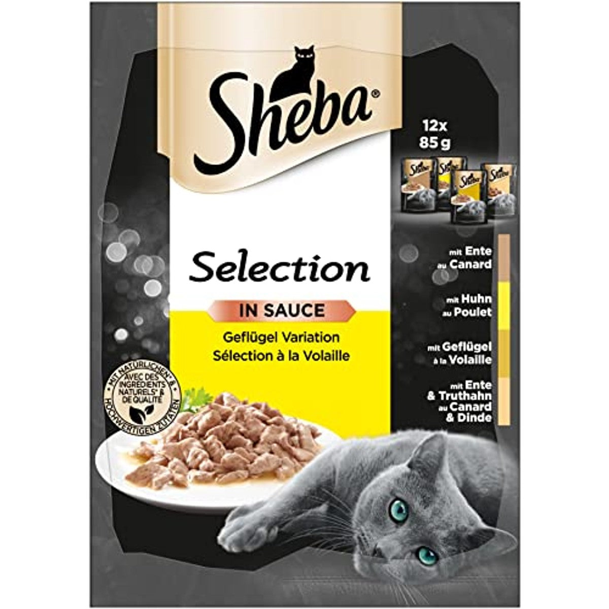 Sheba Selection in Saus kattenvoer Rund-Kip-Kalkoen-Lam 48 x 85 g - 3-pack