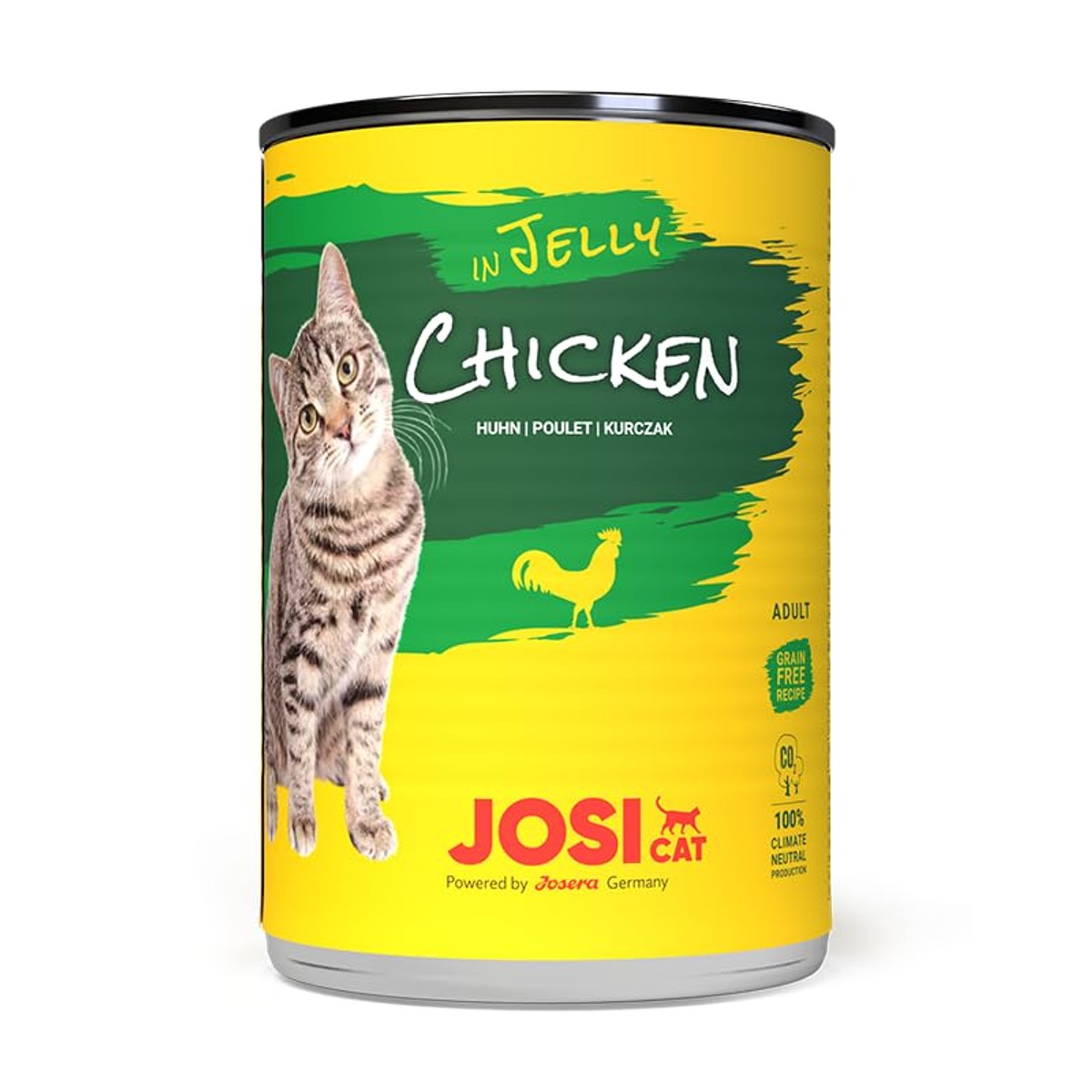 JosiCat Chicken in Jelly | 12 x 400 g | Adult | Kattenvoer nat met kip | JOSERA Premium natvoer voor volwassen katten, kip in gelei, vitamine D3 & E, graanvrij, Duitse kwaliteit – JosiCat