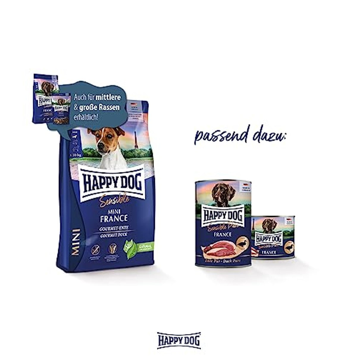Happy Dog Sensible Mini France droogvoer hond 4 kg - 3-pack