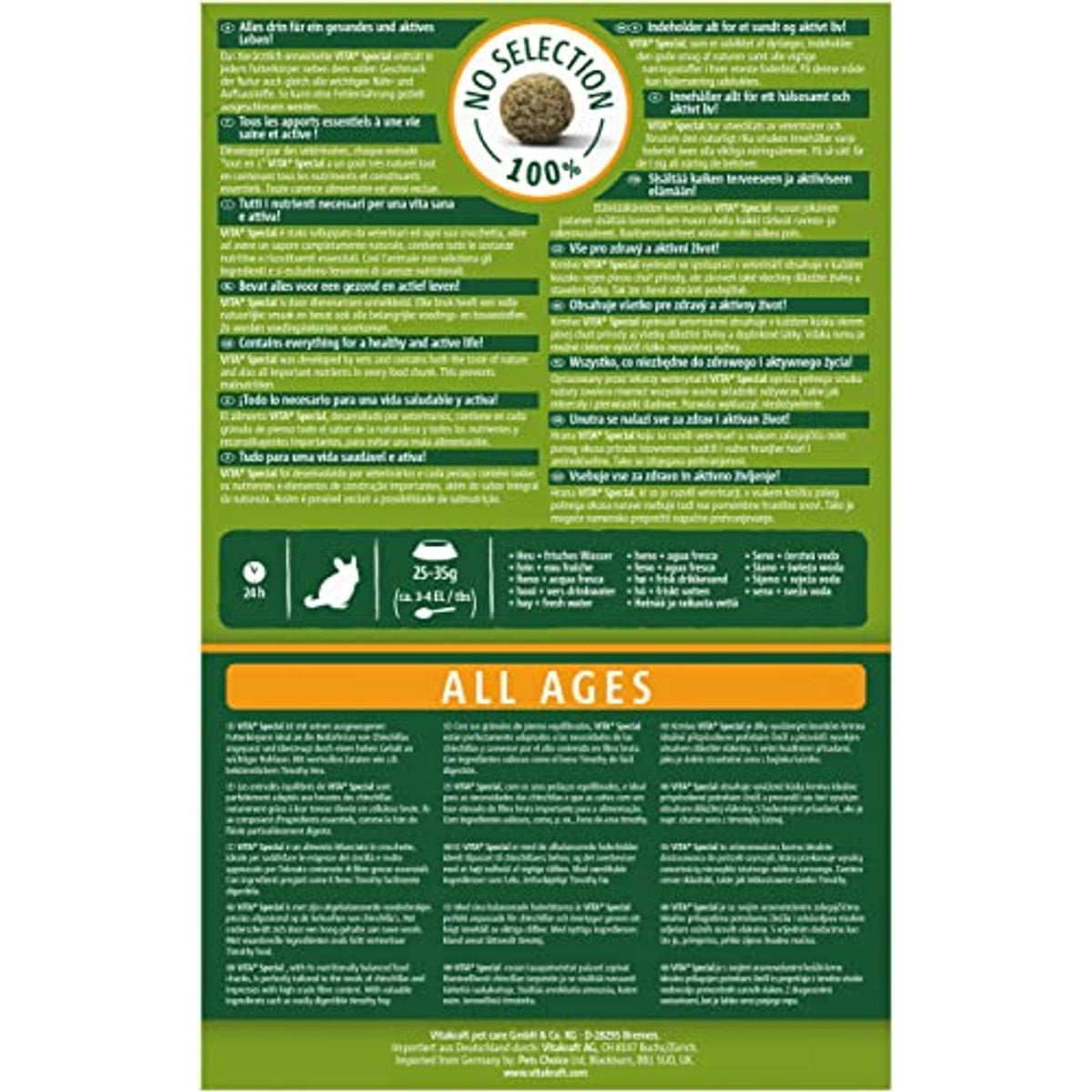 Vitakraft Vita Special All Ages, hoofdvoer voor chinchilla's, met grassen en kruiden, ontwikkeld met dierenartsen, bevordert de optimale spijsvertering (1 x 600 g) (verpakking van 2) – Vitakraft