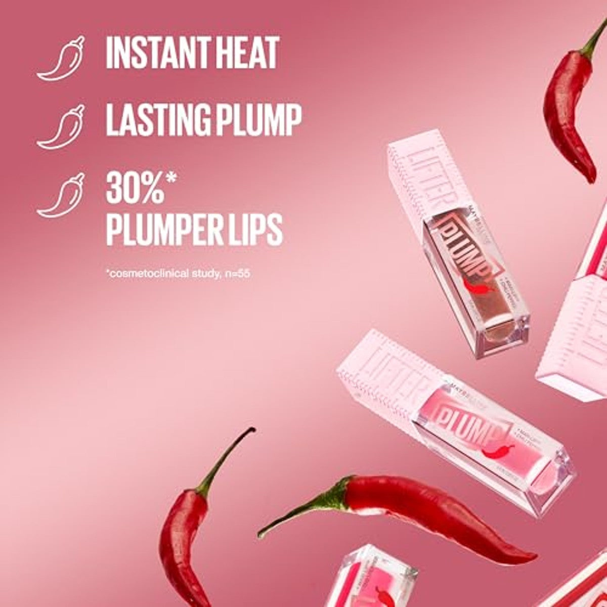 MAYBELLINE Lifter Plump 005 Peach Feaver 5,4 ml - 3 stuks
