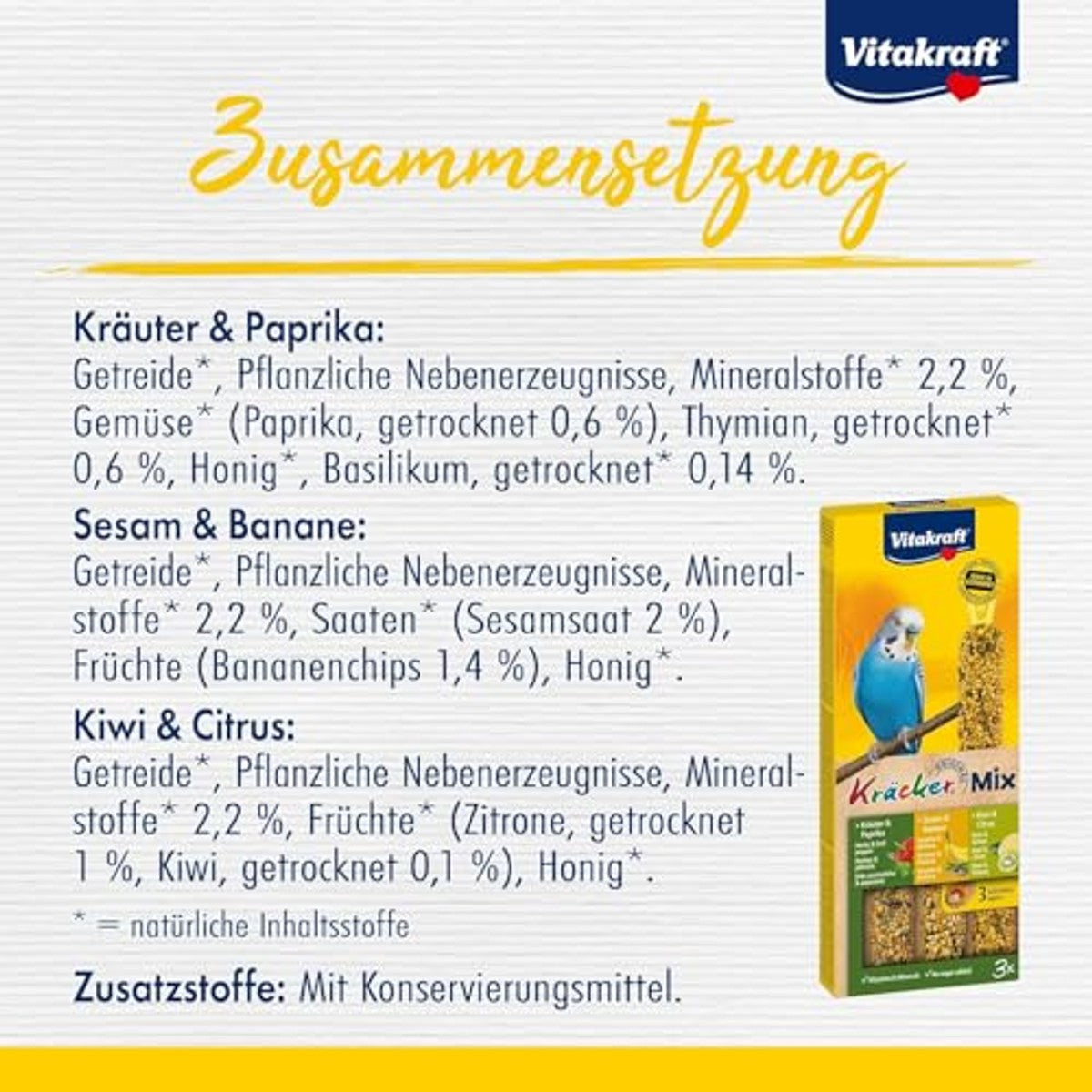 Vitakraft Cracker Trio-Mix vogelsnack parkieten - 3-pack