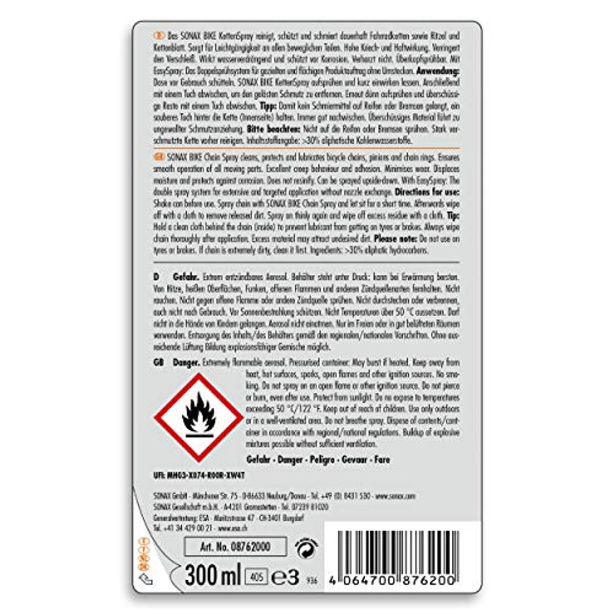SONAX Bike Kettingspray met EasySpray 6 x 300 ml - Voordeelverpakking
