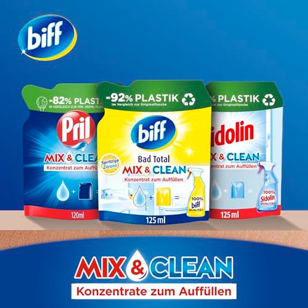 Biff Bad Total Mix & Clean Sprankelende citroen 3 x 125 ml - Voordeelverpakking