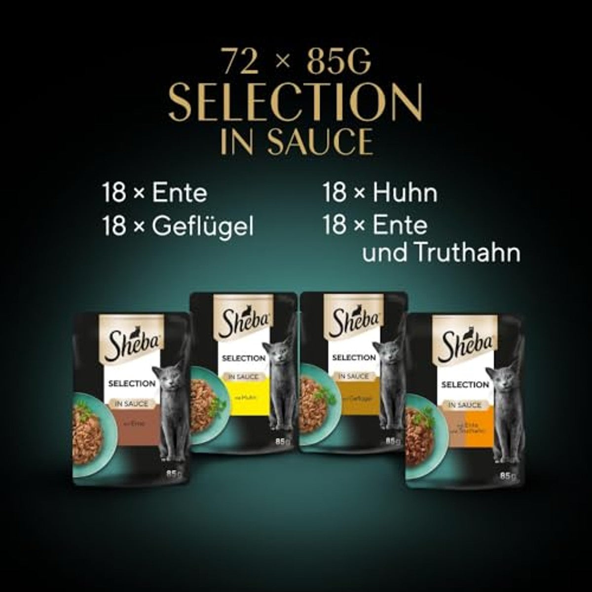 Sheba Selection natvoer kattenvoer gevogelte in saus 72 x 85 g - 3-pack