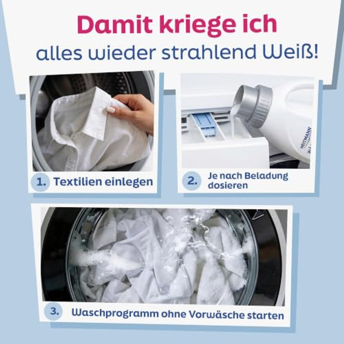 HEITMANN Waswit Vloeibare Witte Kracht 3 x 500 ml - Voordeelverpakking