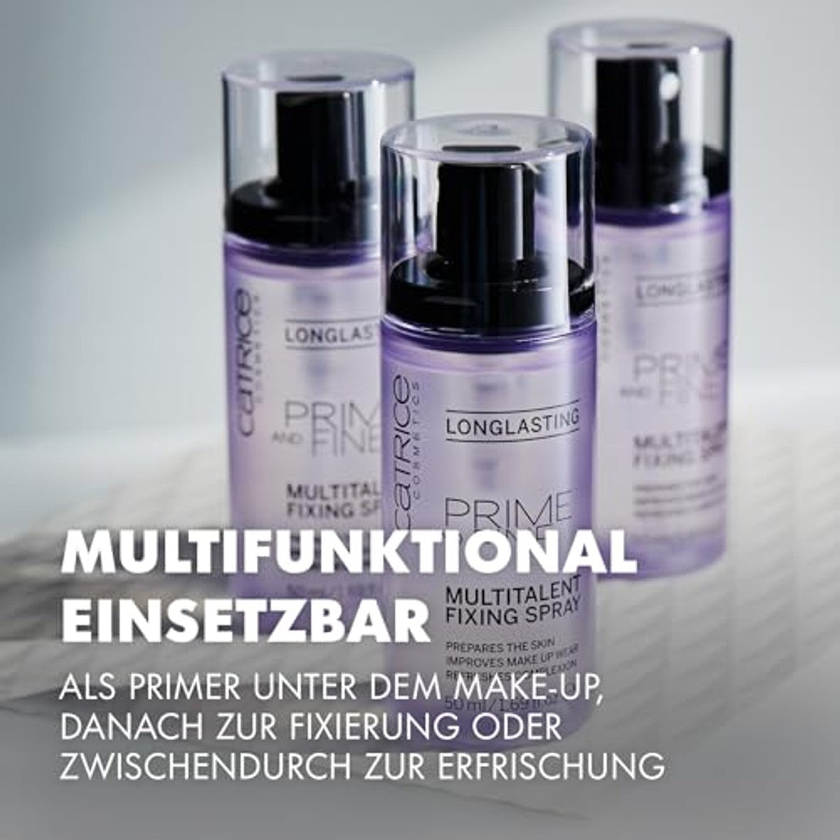CATRICE Prime And Fine Multitalent Fixing Spray – als primer, voor fixeren of voor verfrissing – licht, sneldrogend en transparant – make-up veganistisch & langdurig – 50 ml – Catrice Cosmetics