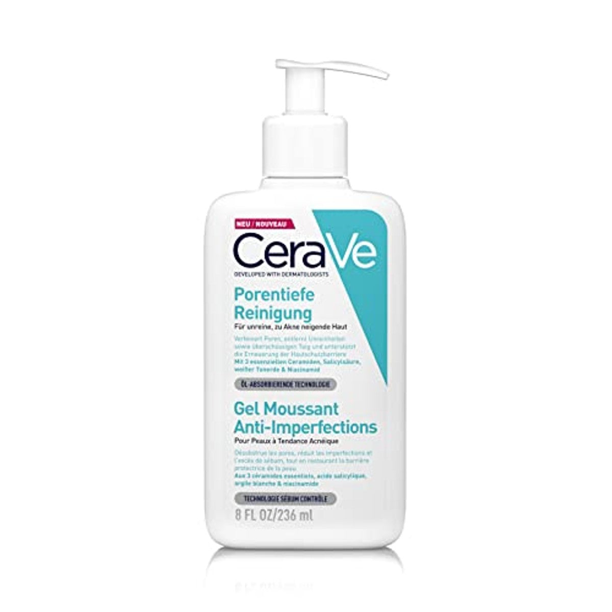 CeraVe Vochtinbrengende Crème 177 ml & Reinigingsgel tegen Puistjes 236 ml - 6-pack