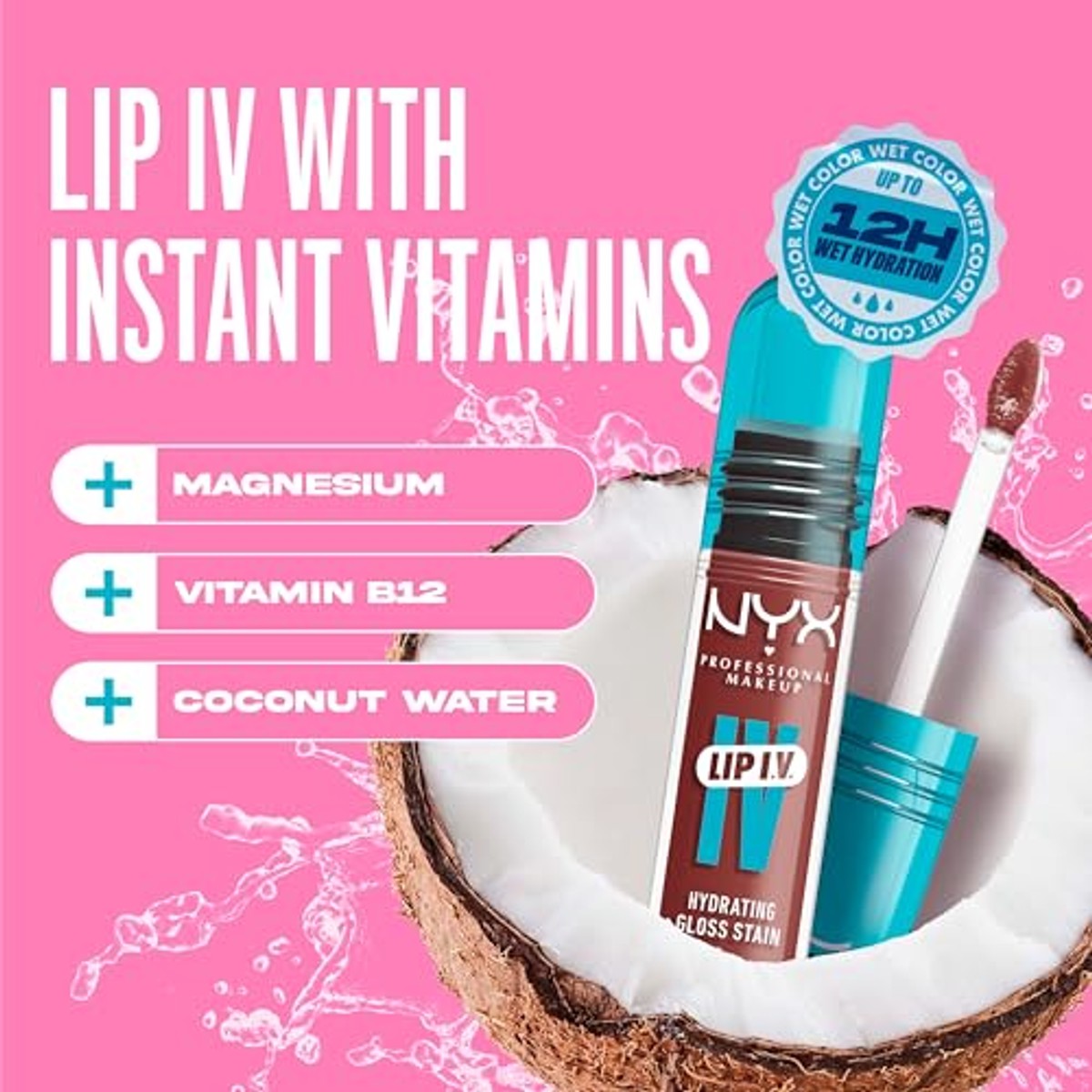 NYX Professional Makeup Hydraterende lipgloss en lipstain, 2-in-1, tot 12 uur verzorging, Lip IV Hydrating Gloss Stain, langdurige liptint, kleur: Hydra Honey – NYX PROFESSIONAL MAKEUP