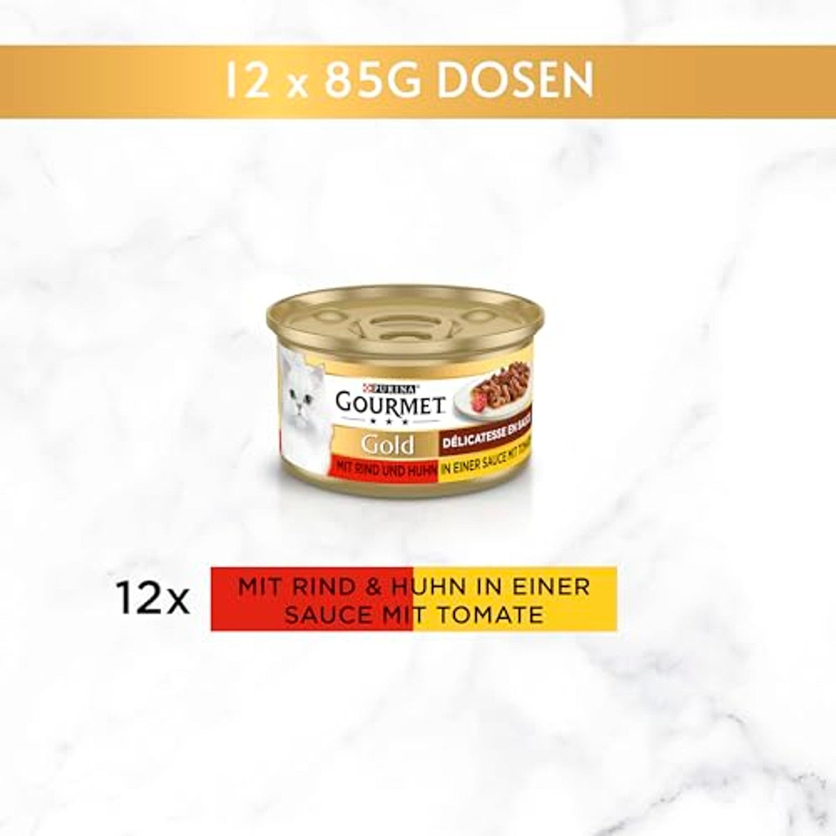 Gourmet Gold Délicatesse natvoer kattenvoer rundvlees en kip 12 x 85 g - 6-pack