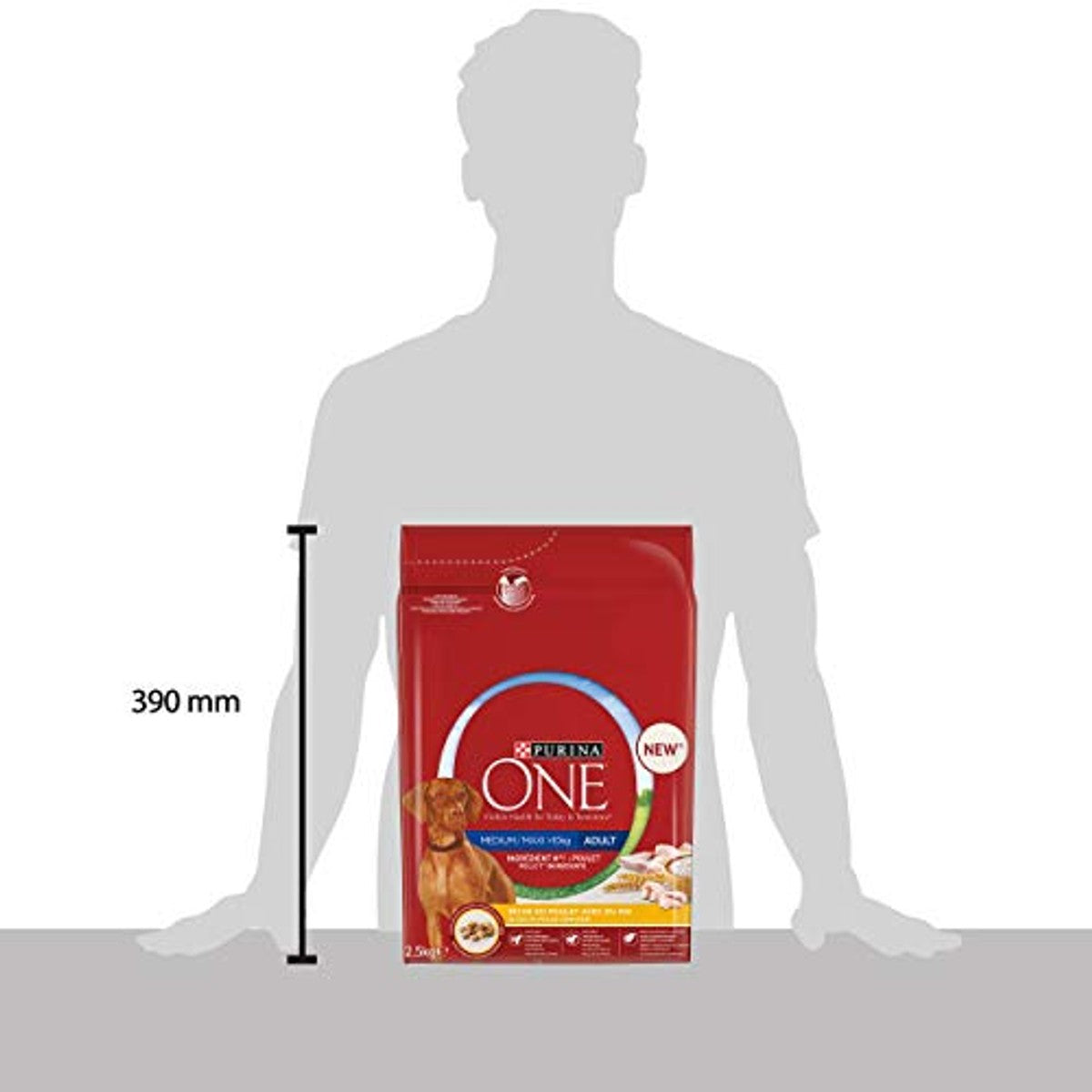 PURINA ONE Medium Maxi droogvoer voor volwassenen, honden met kip en rijst, 4 zakken à 2,5 kg – PURINA ONE