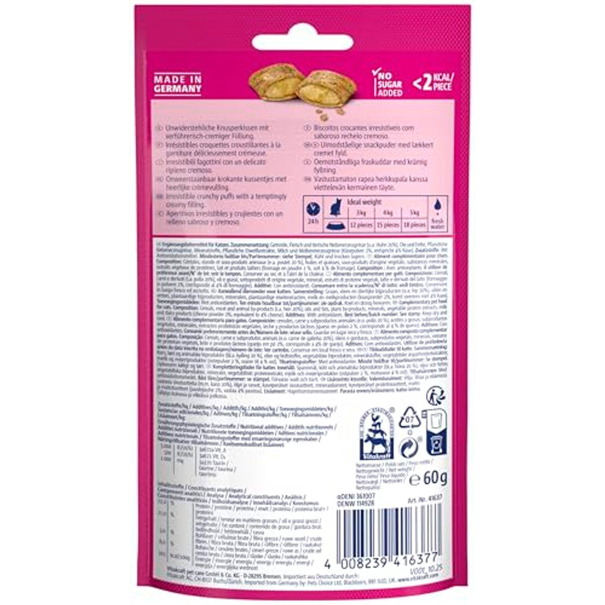 Vitakraft Crispy Crunch kattensnack kip & kaas 1 x 60 g - 6-pack