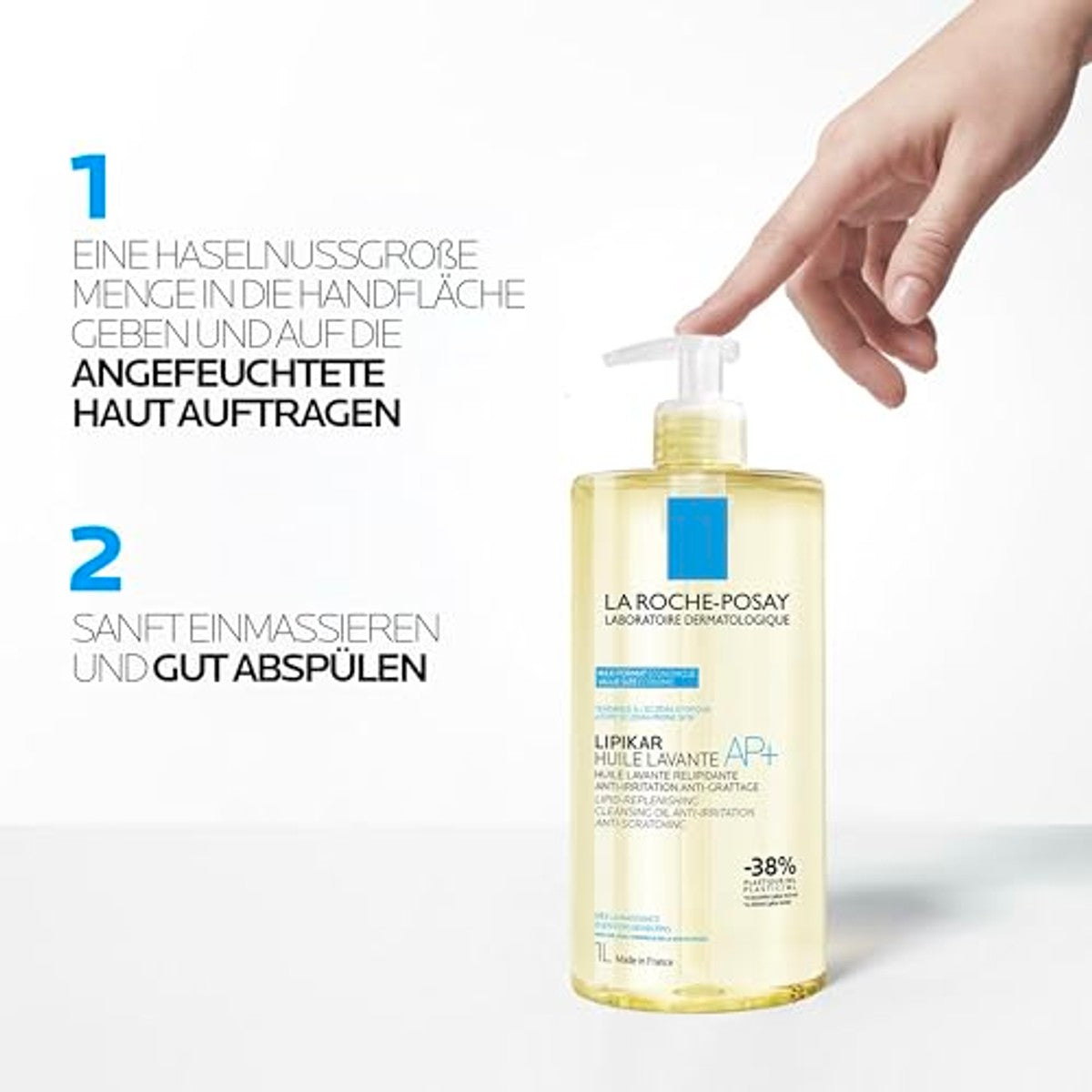 La Roche-Posay Lipikar Douche- en Badolie AP+ voor Neurodermitis 1 l - 3-pack