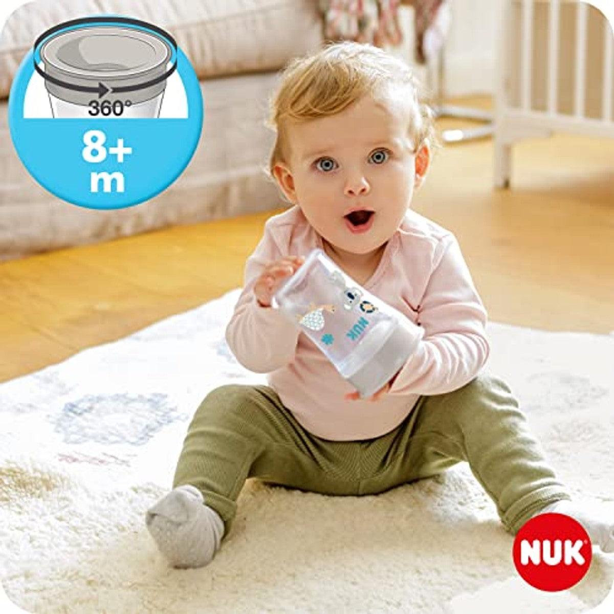 NUK 3-in-1 drinklernset paarse krab 3 x 230 ml - Voordeelverpakking