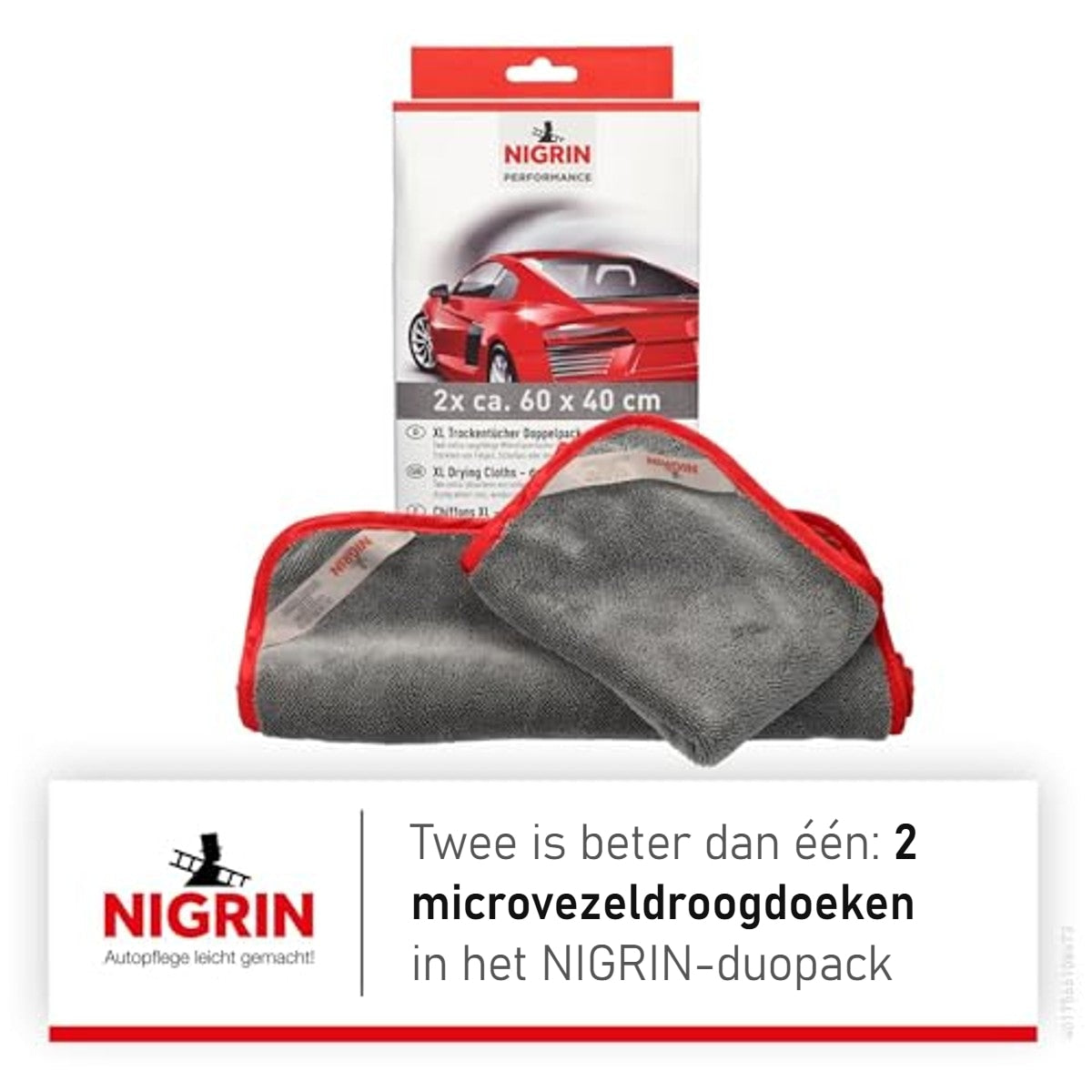 NIGRIN Microvezel droogdoeken Duo Pack XL 60 x 40 cm, 2 stuks – foto 6