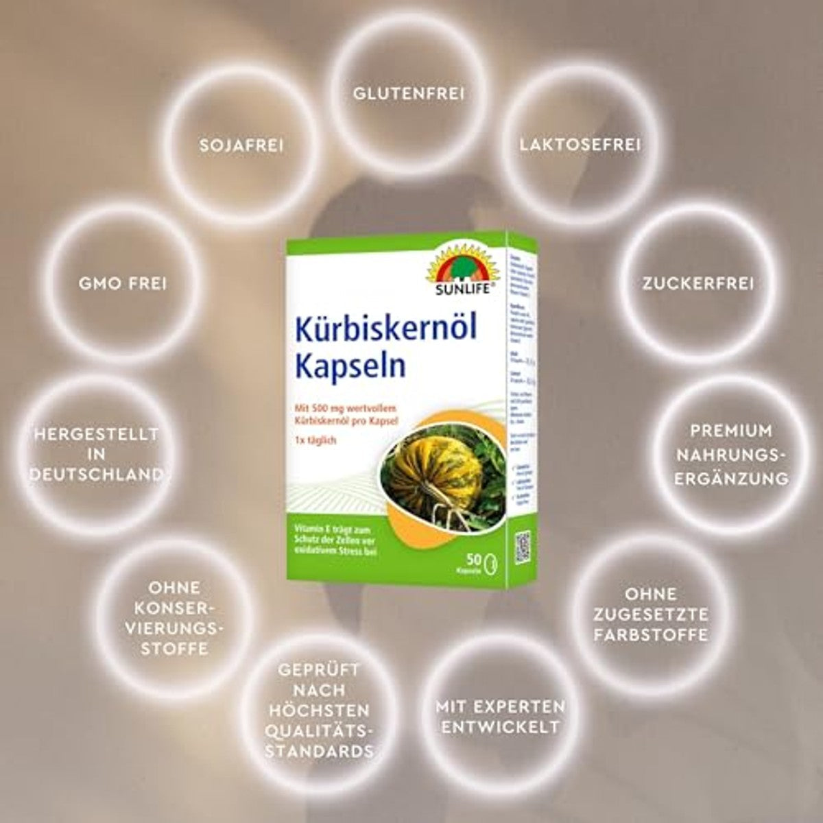 Sunlife Pompoenpitoliecapsules met Vitamine E 50 stuks - 6-pack