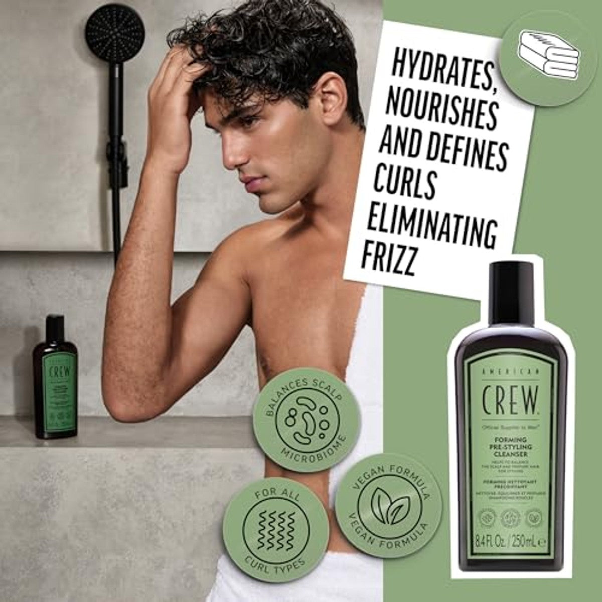 American Crew Forming Pre-Styling Shampoo voor Krullend Haar 250 ml - 3-pack