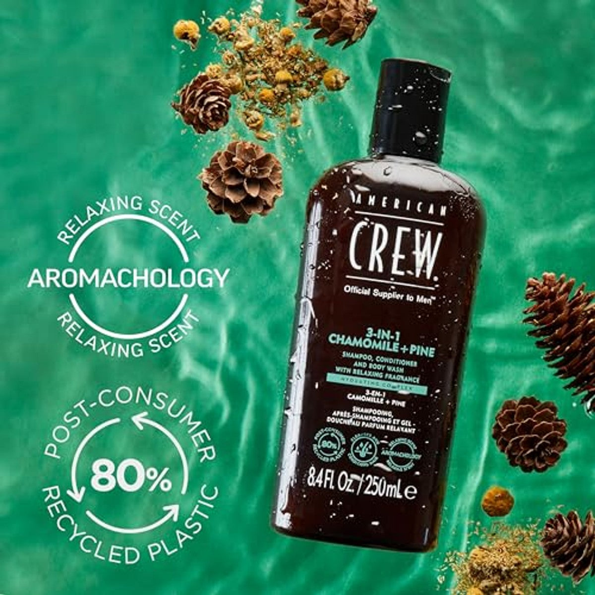 American Crew 3-in-1 Chamomile & Pine Shampoo & Douchegel 1000 ml - 3-pack – foto 6