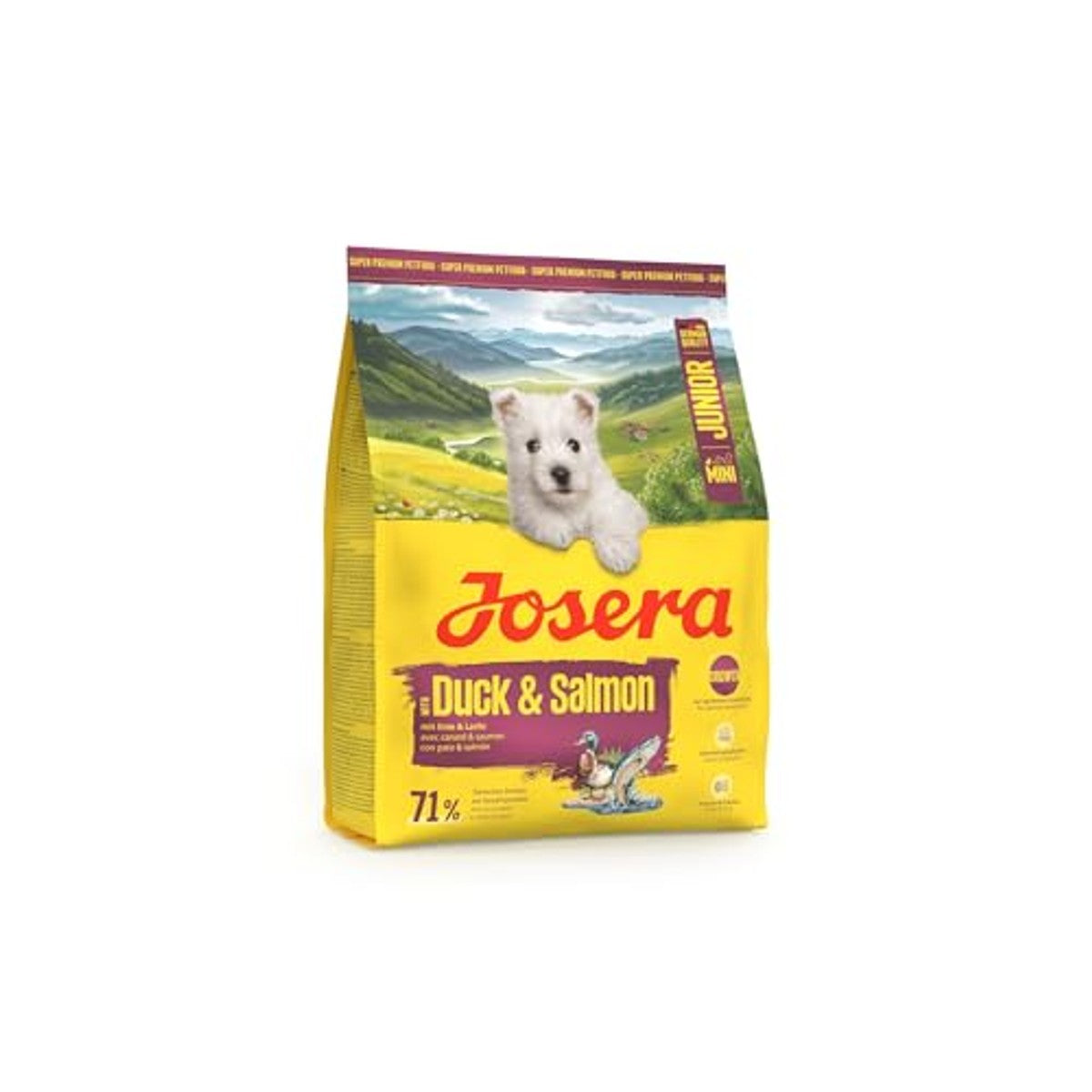 JOSERA Puppy Box | Mini Junior eend & zalm (6-delig) voor hondenpuppy's | Welkomstpakket met graanvrij droogvoer, speelgoed en maatbeker, voor puppy's van kleine rassen vanaf de 6e Week van het leven – Josera