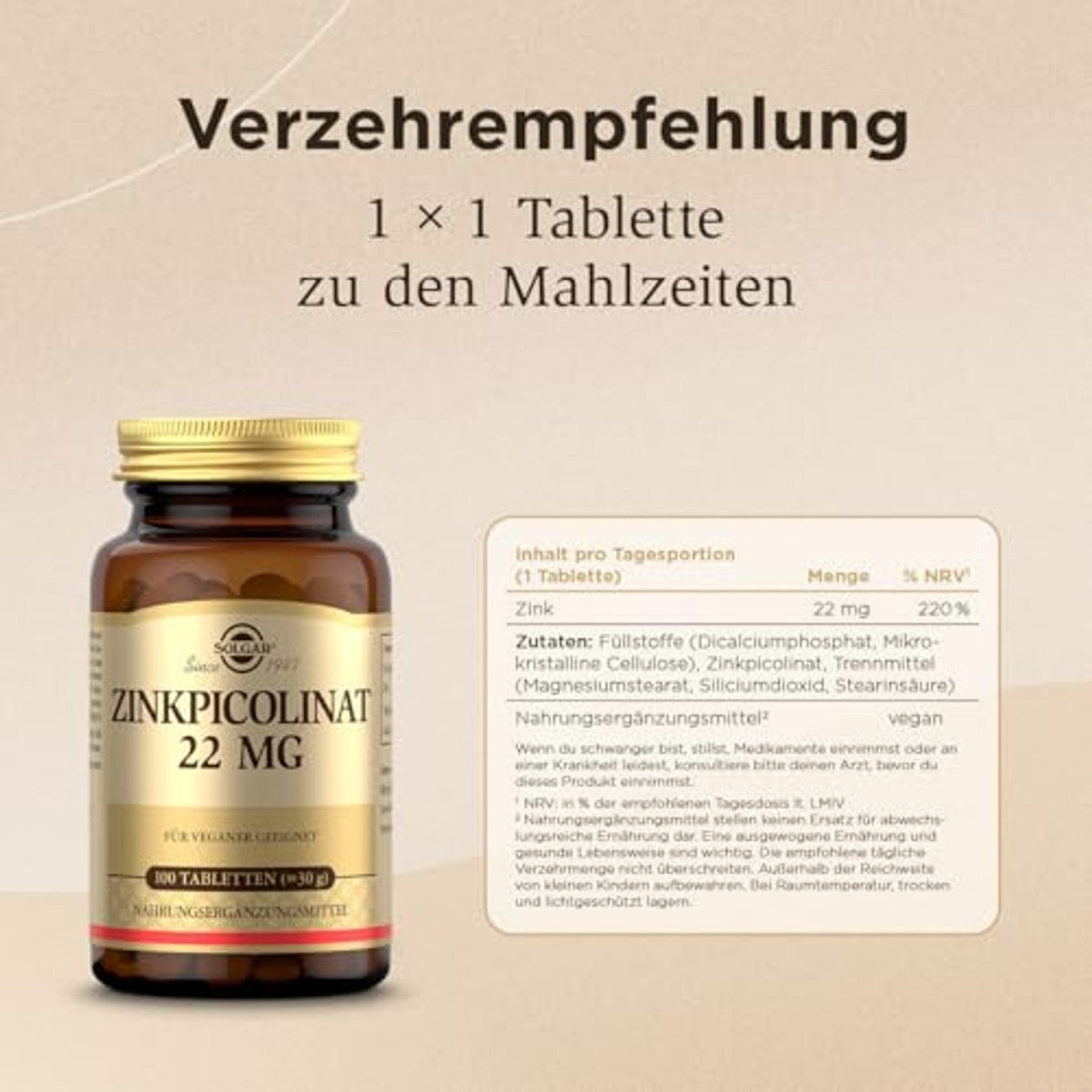 Solgar Zinkpicolinaat 100 Veganistische Tabletten - 6-pack