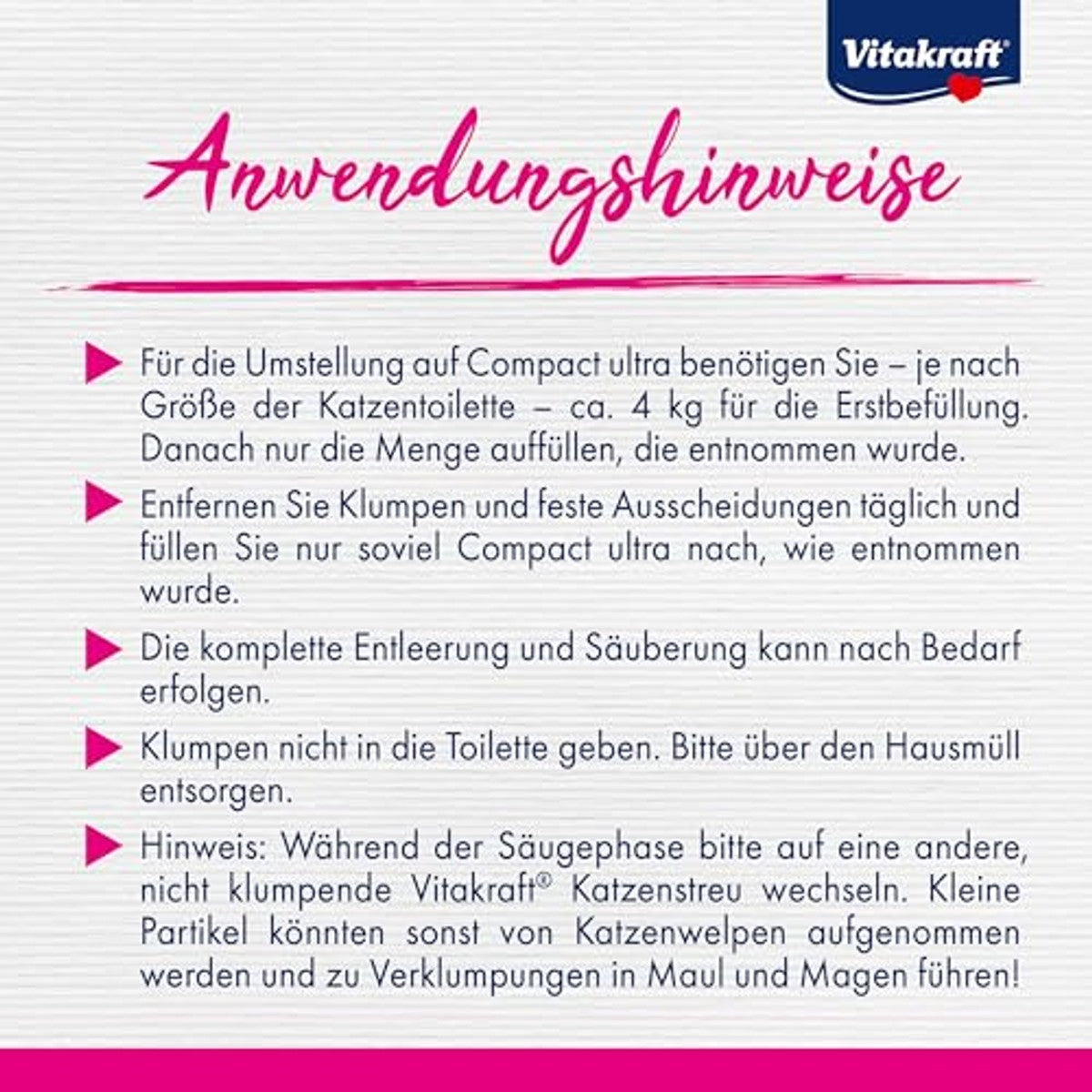 Vitakraft Compact Ultra Classic klonterende kattenbakvulling 4 kg - 3-pack