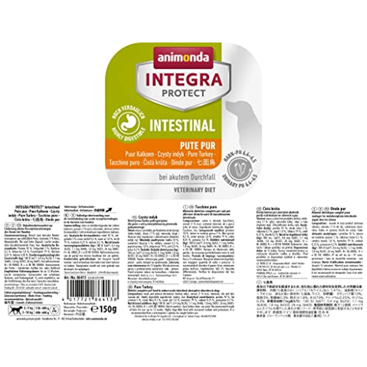 animonda Integra Protect Sensitive Hond & Anionda Integra Protect Intestinal, Dieet Hondenvoer, Natvoer voor Diarree of Braken, Puur kalkoen, 11 x 150 g – animonda Vom Feinsten