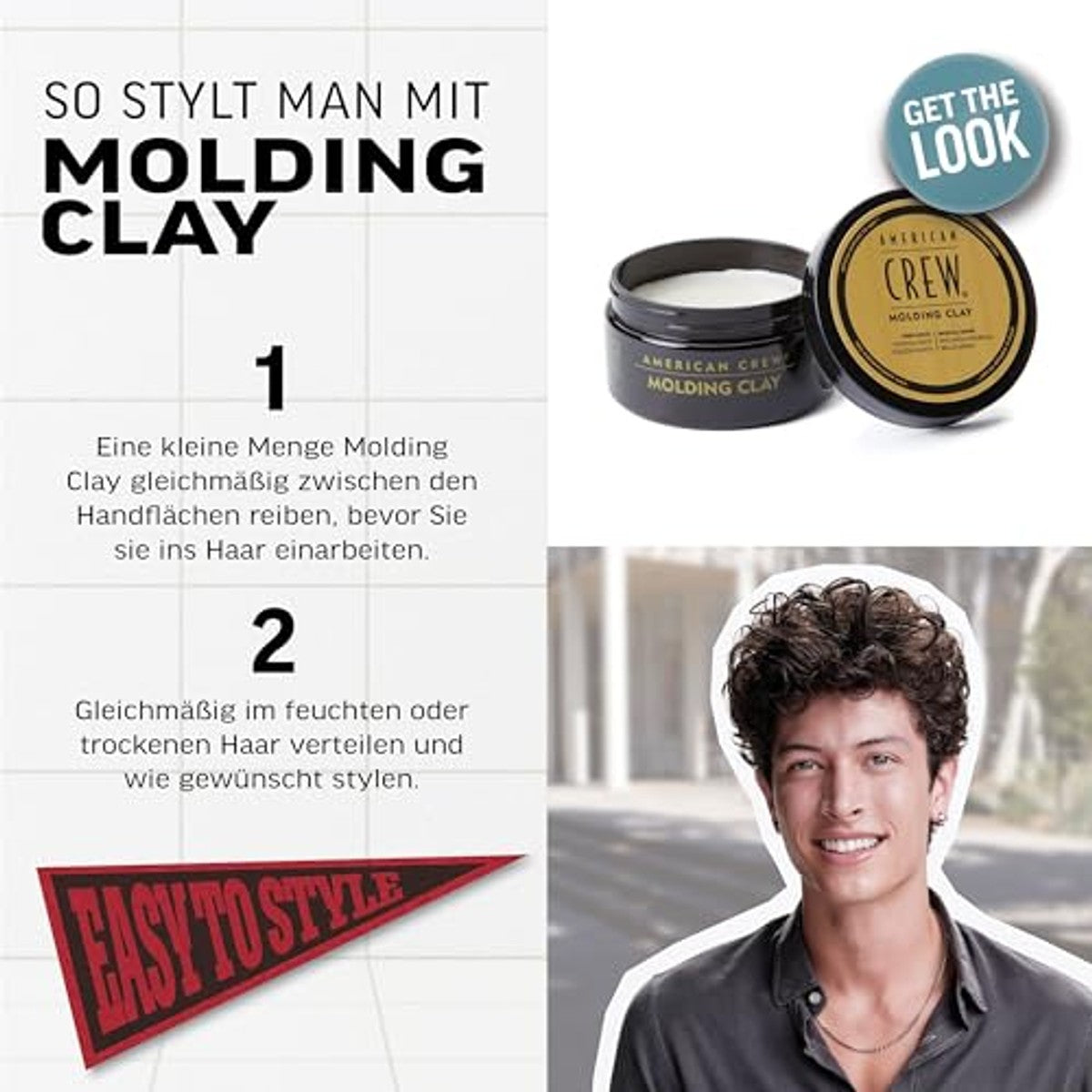 American Crew Classic Molding Clay Stylingklei voor Mannen 85 g - 6-pack