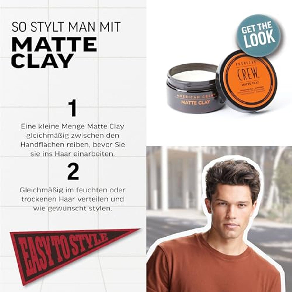 American Crew Matte Clay Stylingklei voor Mannen 85 g - 3-pack