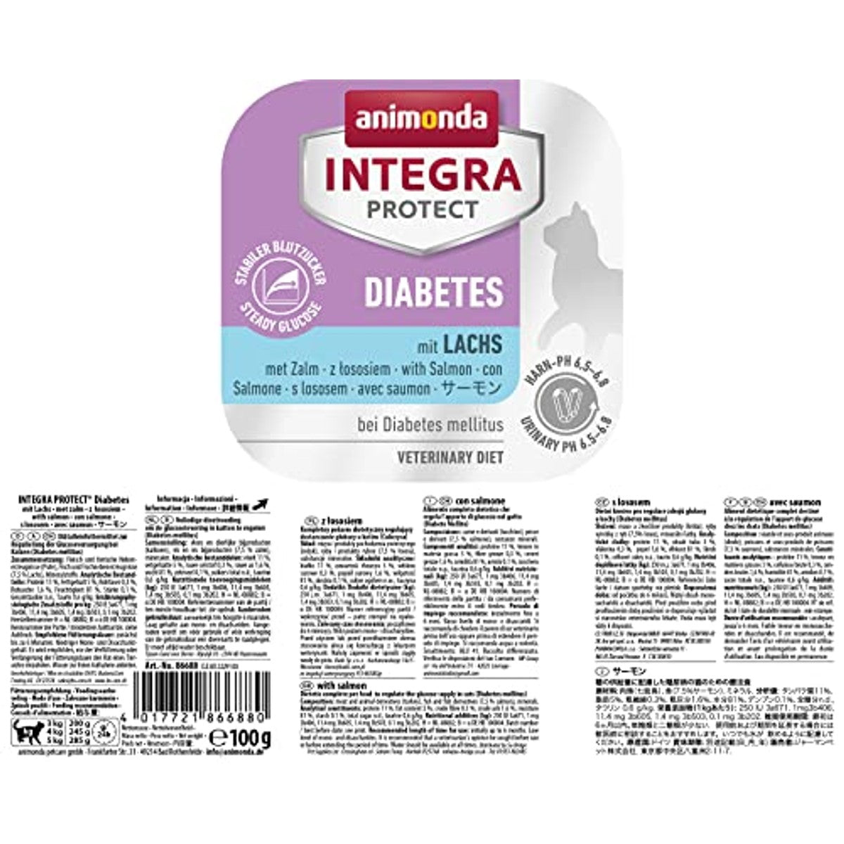Animonda Integra Protect Diabetes kat, dieet kattenvoer, nat voer voor diabetes mellitus, met zalm, 16 x 100 g – animonda INTEGRA PROTECT