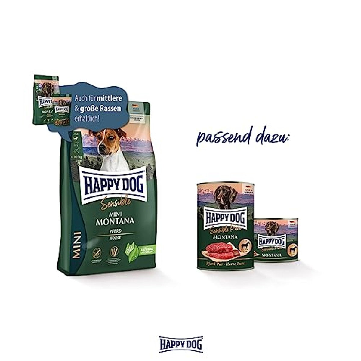 Happy Dog Sensible Mini Montana hondenvoer paard 4 kg - 3-pack