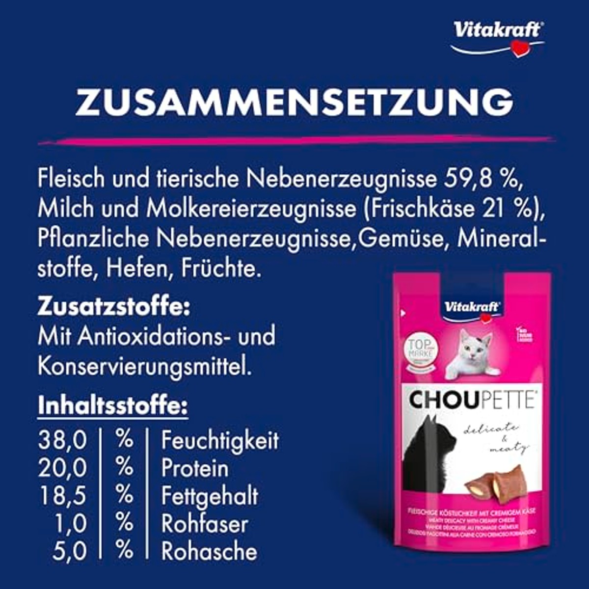 Vitakraft Choupette kattensnack kaasvulling 9 x 40 g - 3-pack