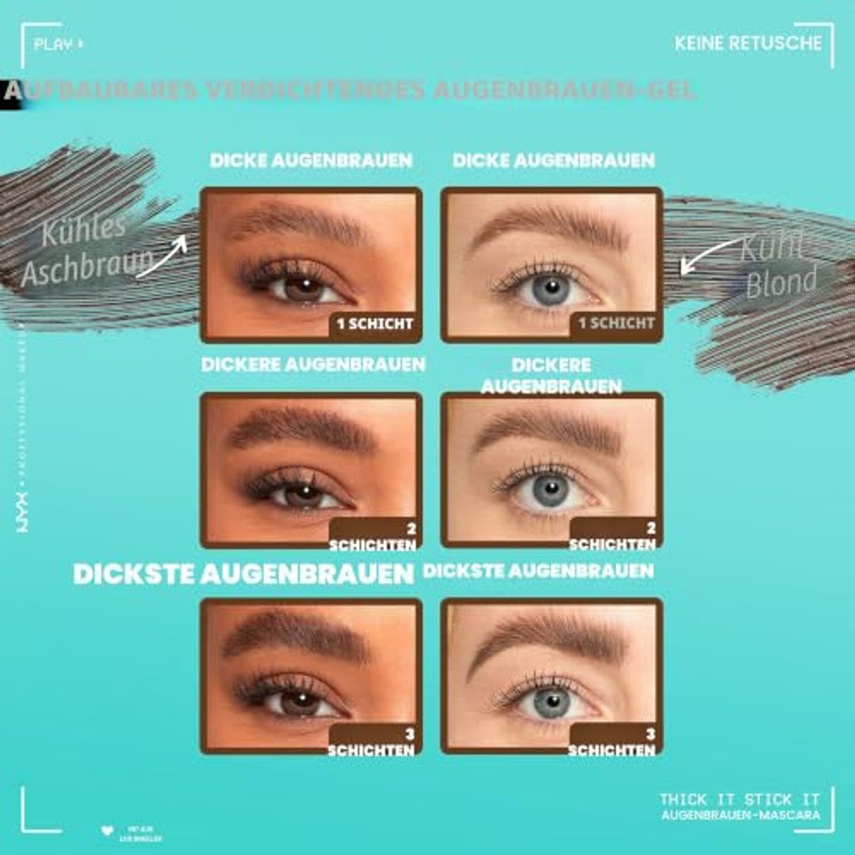 NYX PROFESSIONAL MAKEUP Thick It. Stick It! Brow mascara taupe - 6 stuks – foto 6