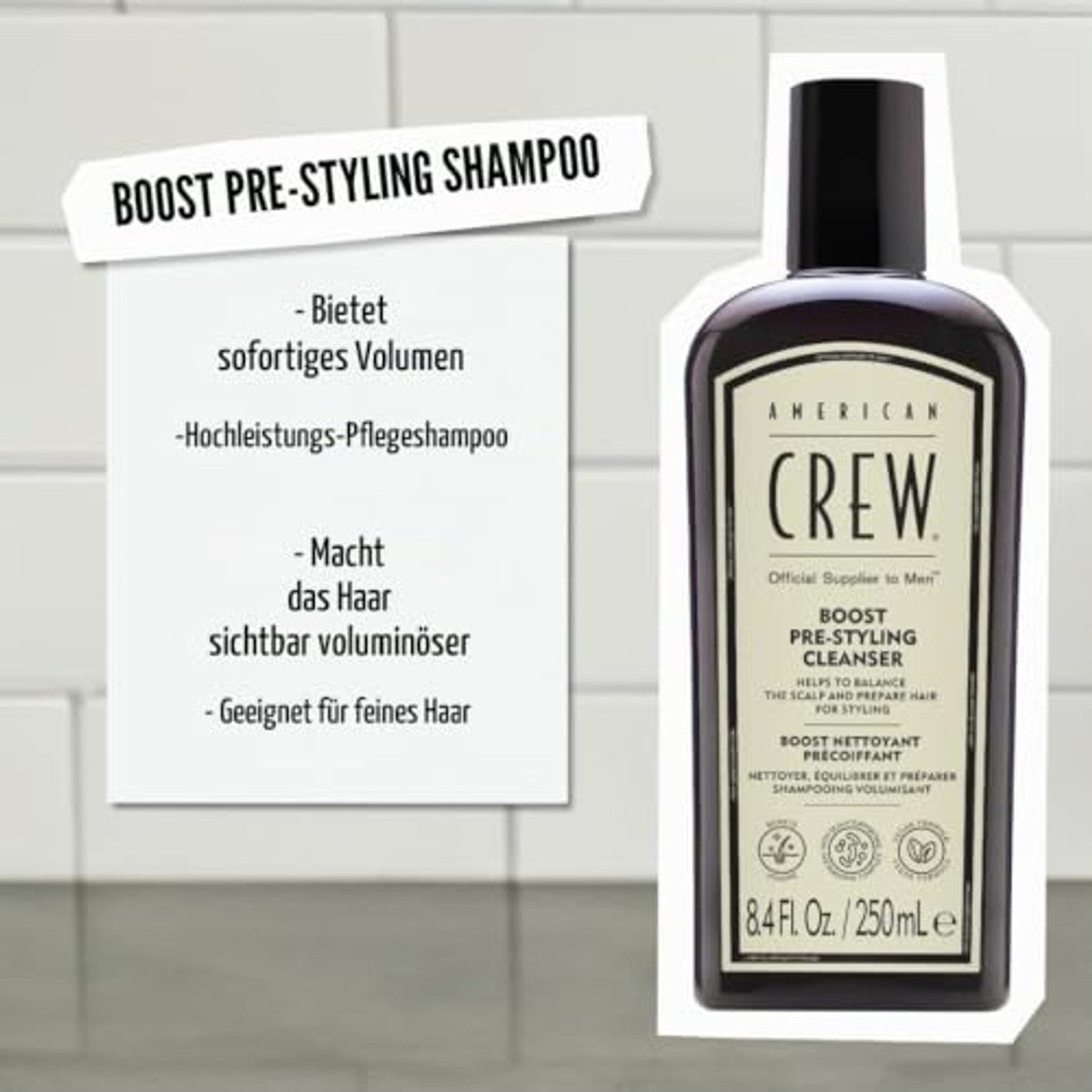 American Crew Boost Pre-Styling Shampoo 250 ml & Boost Poeder 10 g - 3-pack